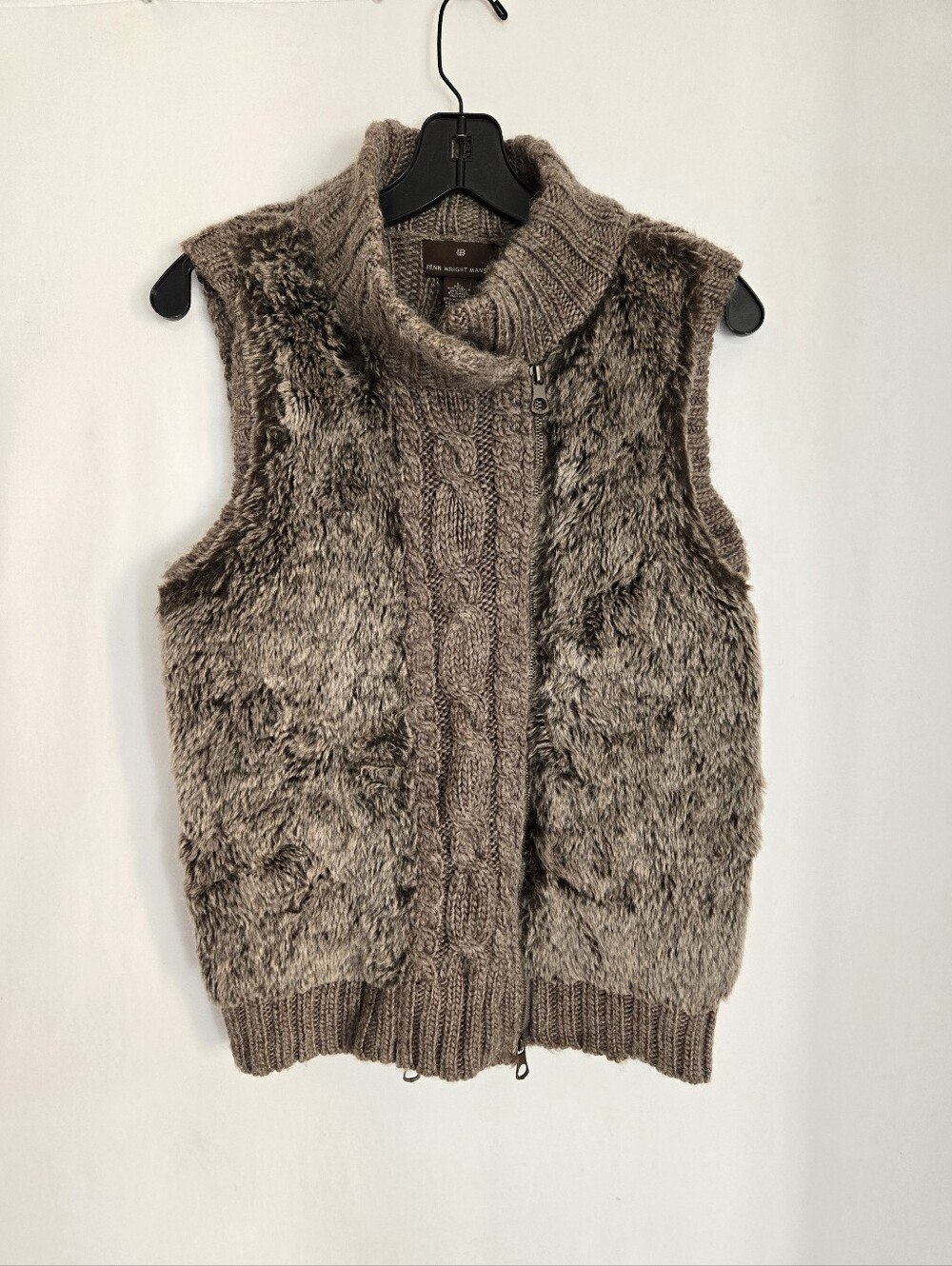 Fenn Wright Manson Women’s Large Wool Alpaca Faux & Fur Blend Cable Knit Vest